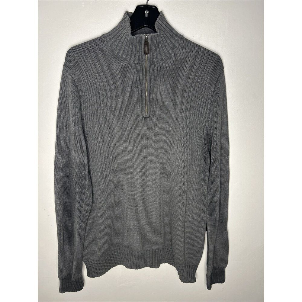 J.Crew Classic Grey Cotton Quarter-Zip Sweater Ribbed Knit Pullover